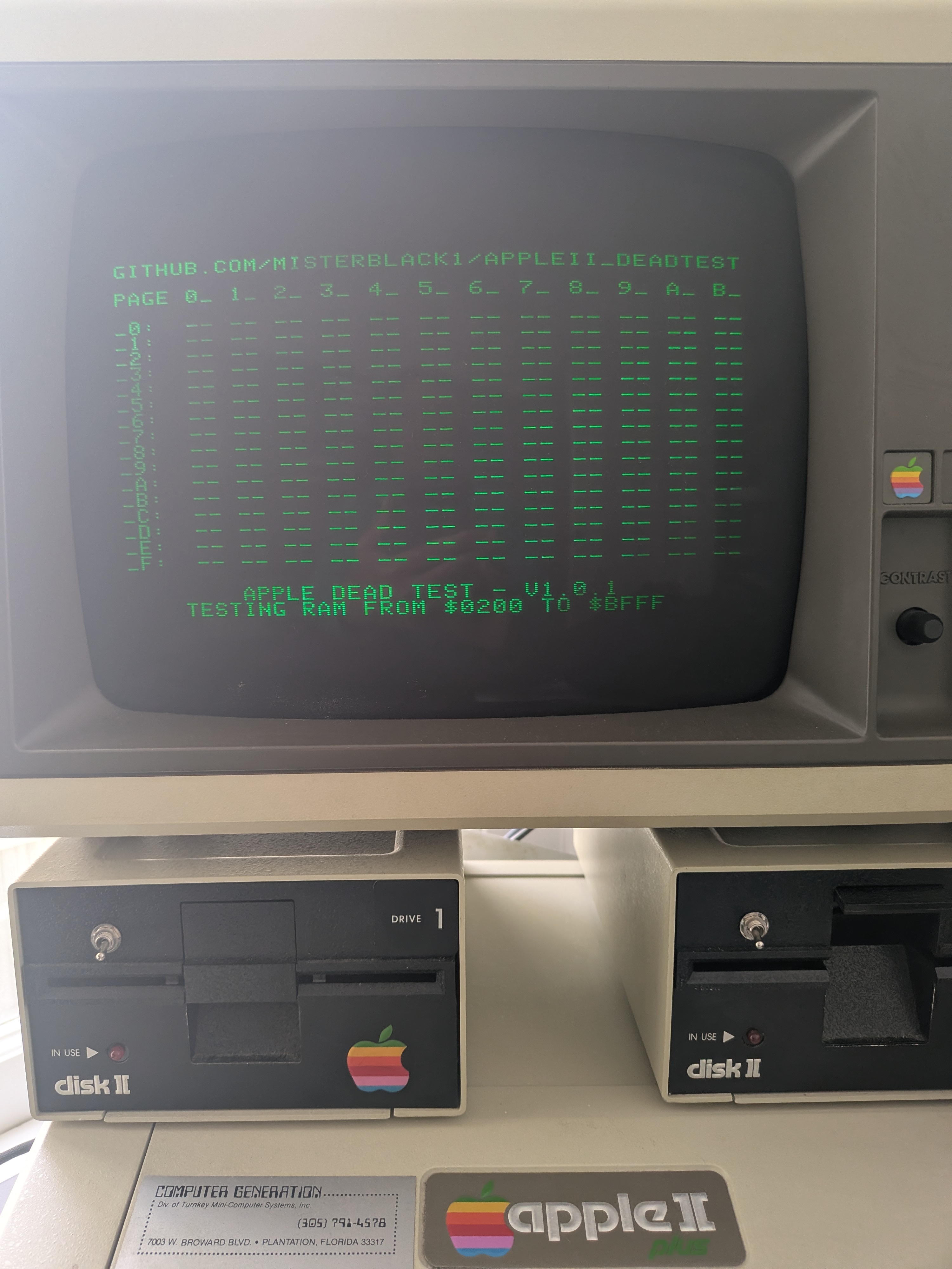 Result of the Apple Dead Test RAM diagnostic Result of the Apple Dead Test RAM diagnostic