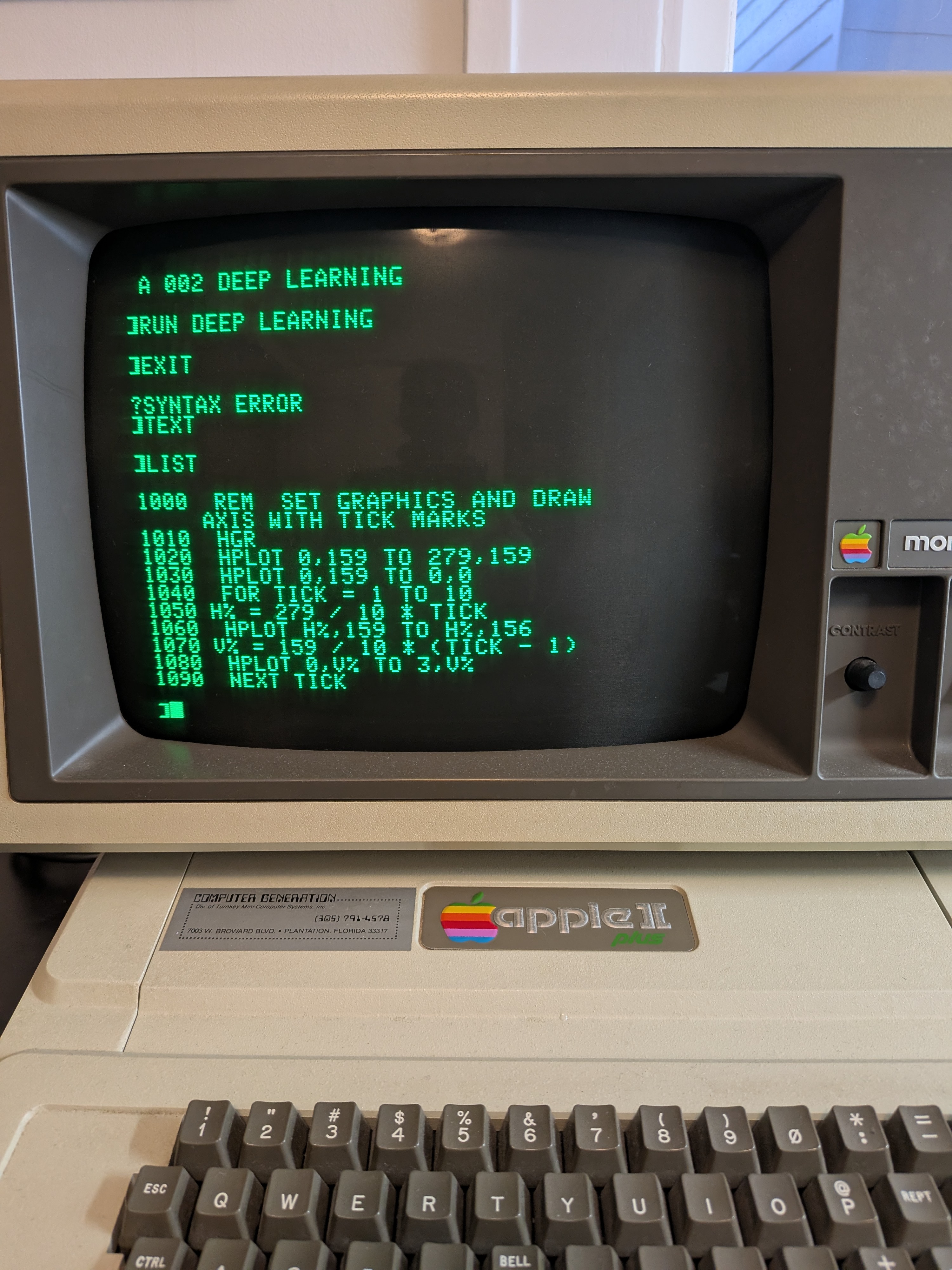 Deep learning on the Apple 2+