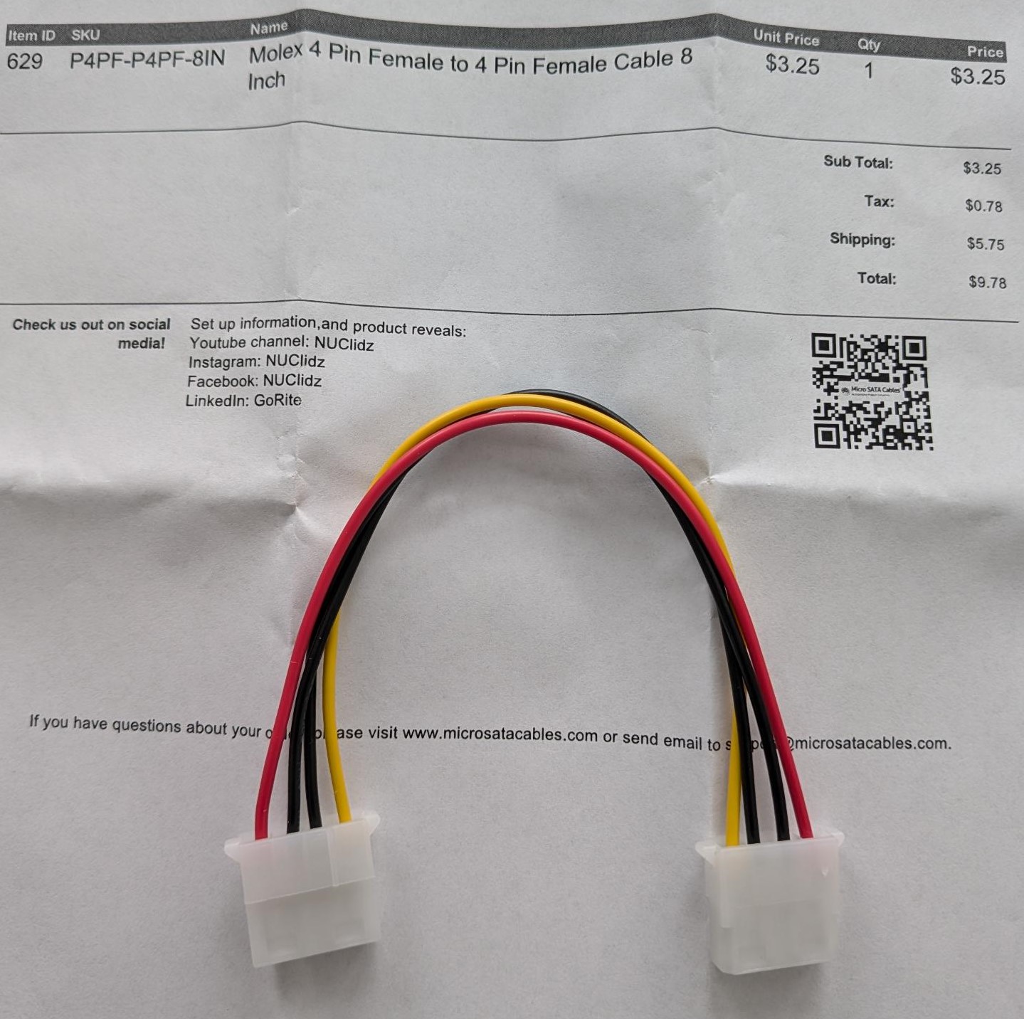 Molex 4 pin female to female connector