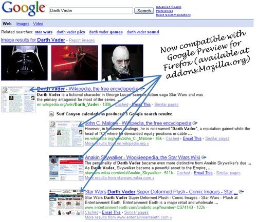 Darth Vader with Google Preview